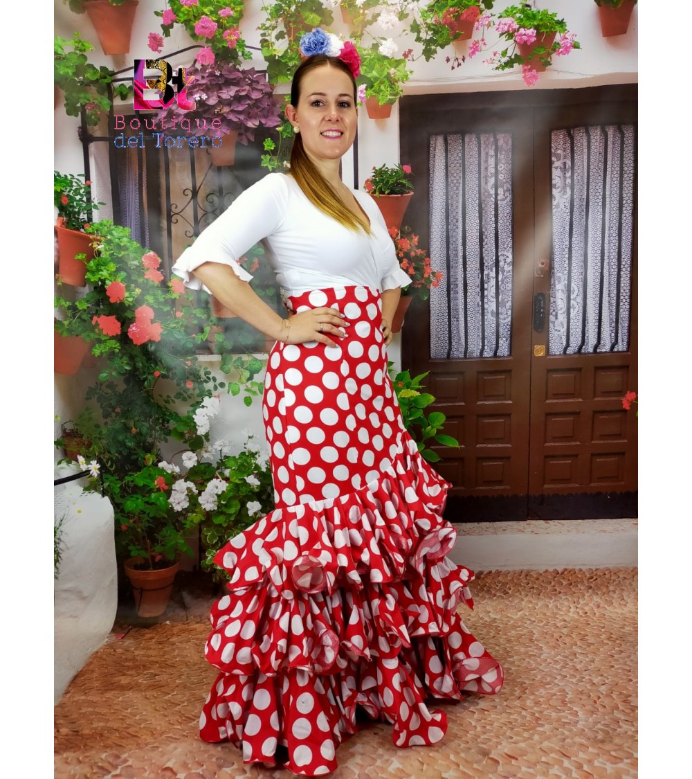 FALDA FLAMENCA DE LUNARES ROJA - AZALEA - Faldas flamencas y rocieras<